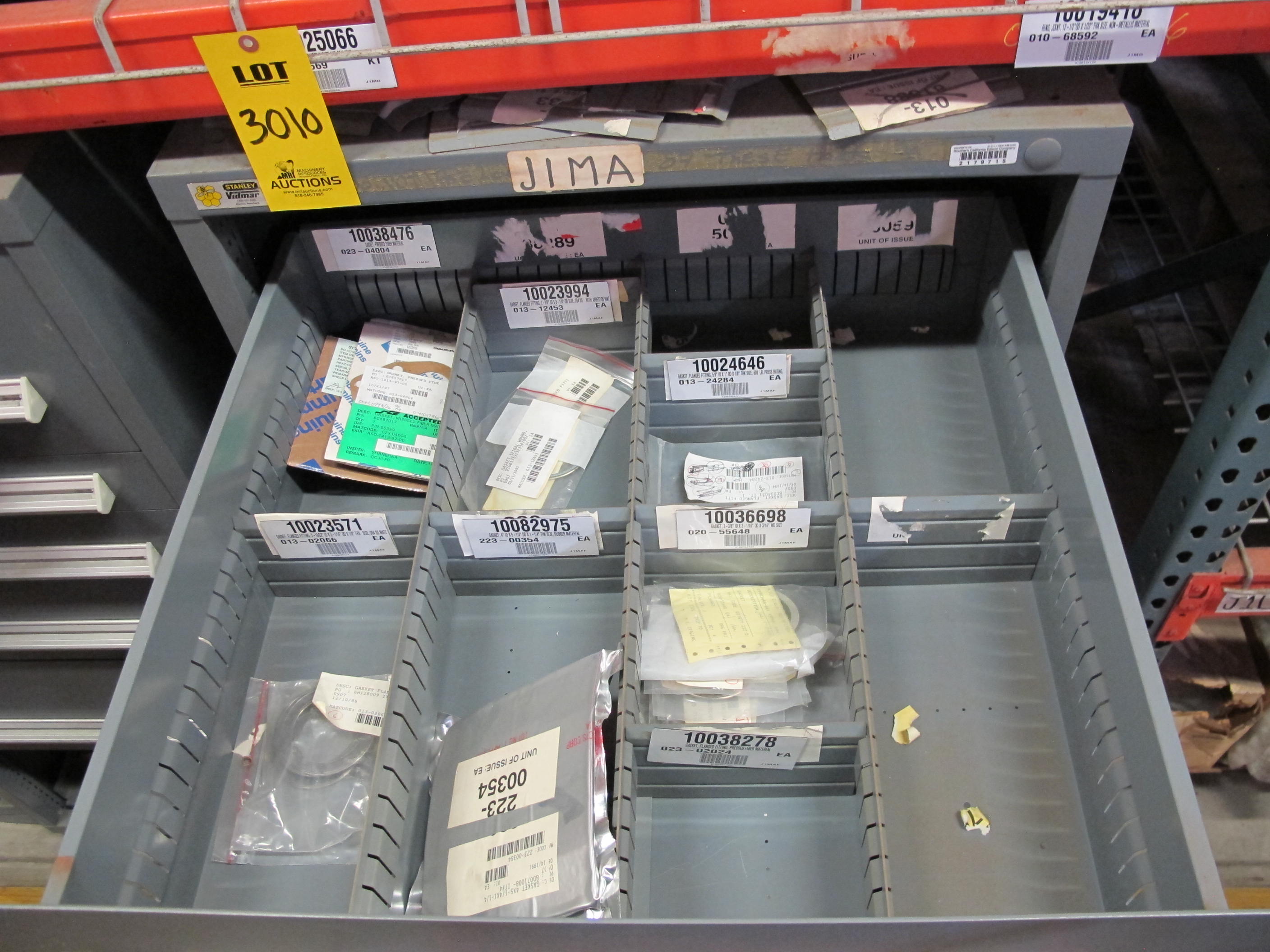 STANLEY VIDMAR HEAVY DUTY 5-DRAWER PARTS CABINET W/ CONTENTS (W-50) LOADING & HANDLING FEE $25-